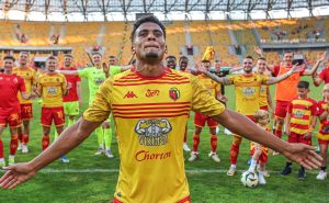 Lamine Diaby-Fadiga po meczu Jagiellonii z Puszczą Niepołomice. Fot. Kamil Świrydowicz/Jagiellonia Białystok